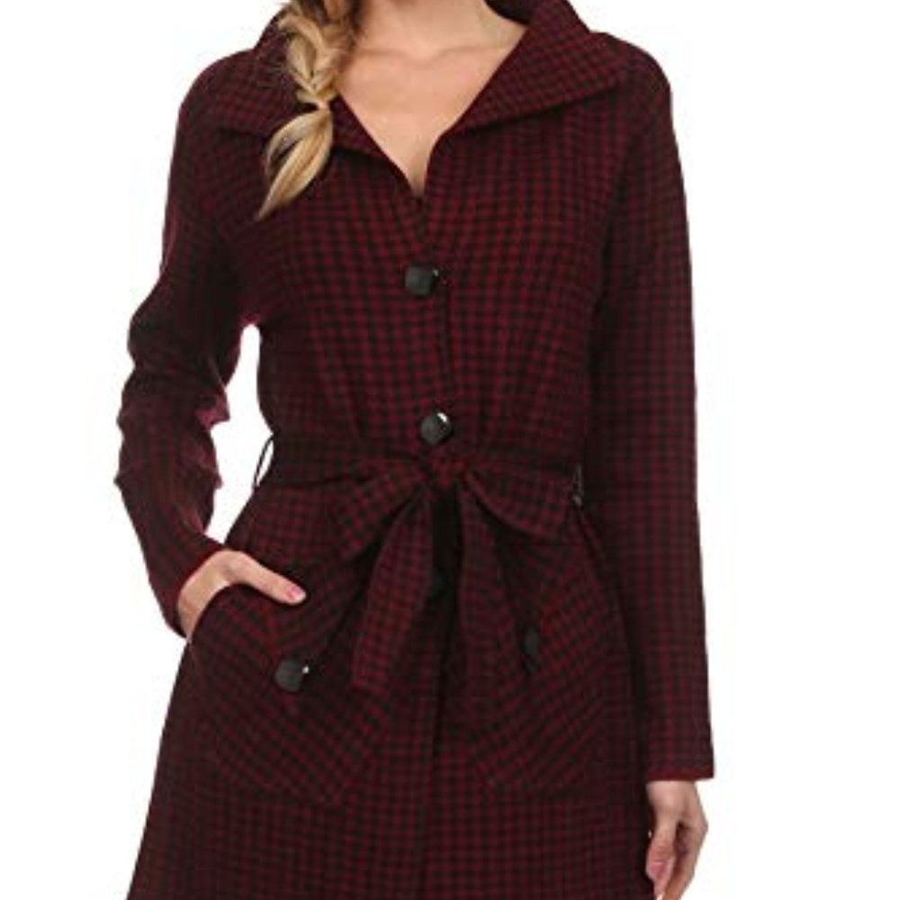 Wine Black with Belted Jacket Coat